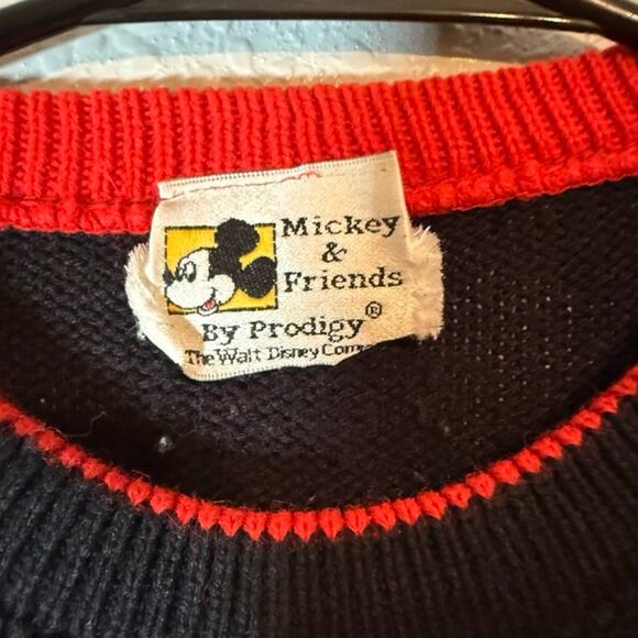 Mickey Donald Duck Black Kids Pullover Sweater Medium Acrylic Disney Vintage - Picture 3 of 8